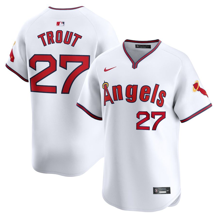 Men Los Angeles Angels #27 Mike Trout Nike White Alternate Limited Player MLB Jersey